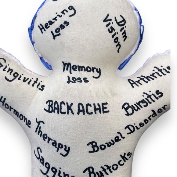 Humorous Vintage Woman Acupuncture Feminine Aging Blue Haired Cloth Voodoo Doll - Picture 12 of 14